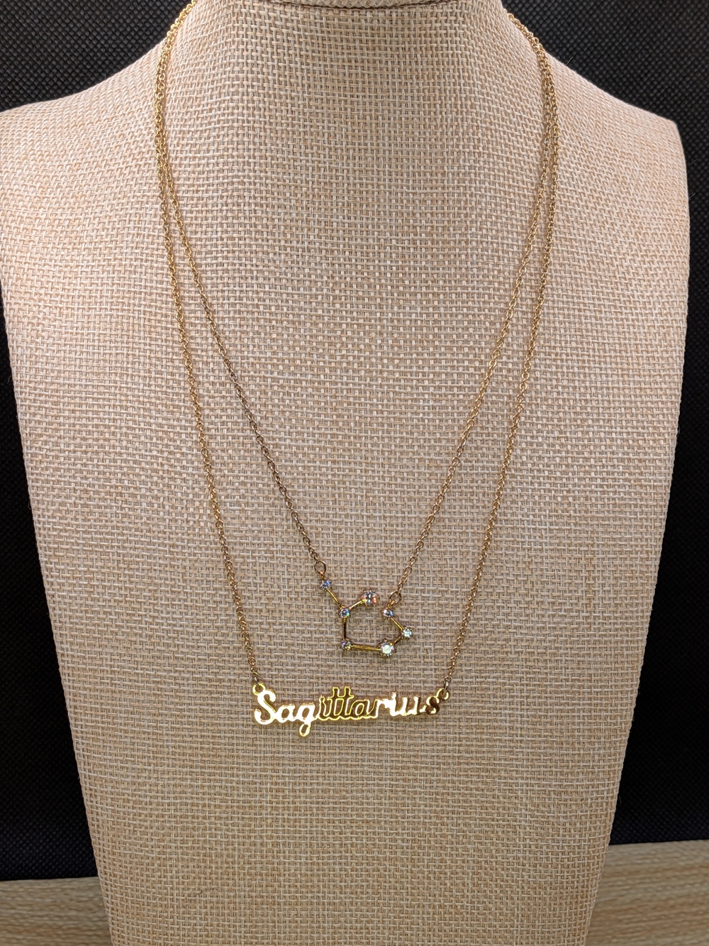 Gold Sagittarius Plate Constellation Layered Necklace